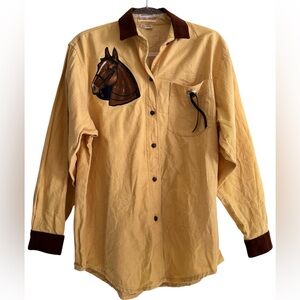 Vintage Western Horse Print Shirt Size M Gotcha Covered